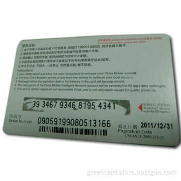 Prepaid Card with Matte or Glass Surface, Made of PVC/Paper